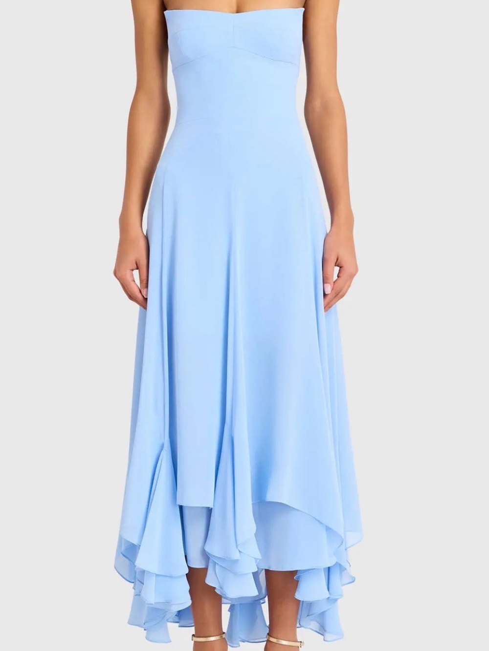 Amanda Uprichard Strapless High-Low Dress in Light Blue